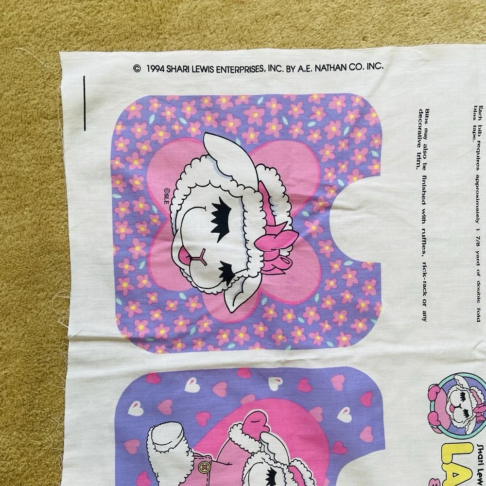 VTG 1994 Shari Lewis Enterprises Lamb Chop Material 12 Bib Pink Cutouts Craft